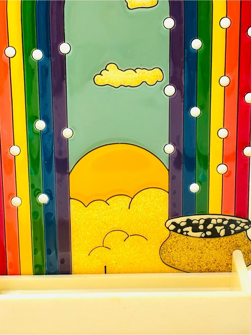 Vintage 1980s Rainbow Pot of Gold Acrylic Earring Tree Holder Organizer